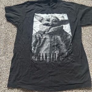 Gildan Black Graphic Tee with baby Yoda Mandalorian Star Wars Design